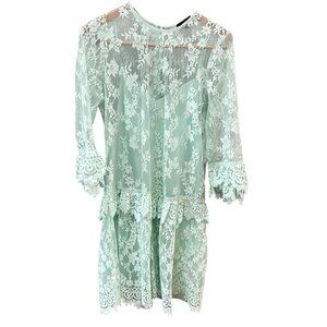 New J. Crew Three-quarter-sleeve dress in chantilly‎ lace Mint Green- Sz. 0